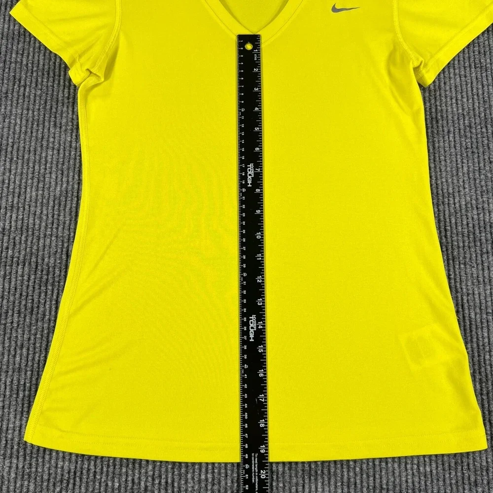 Nike Shirt Dri Fit Womens‎ Small Yellow Short Sleeve V Neck Regular Fit Gym Run